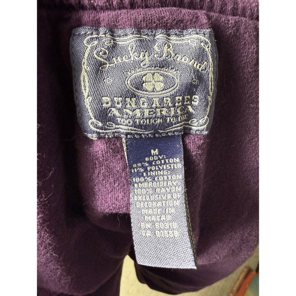 Rare vintage y2k Lucky Brand purple floral Asian embroidered zip-up hoodie Med - Picture 7 of 9